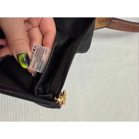 LONGCHAMP Le Pliage Large Foldable Nylon Shoulder Tote Black/Brown - Picture 4 of 15